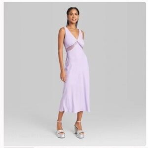 Lace Inset Lavender Midi Dress